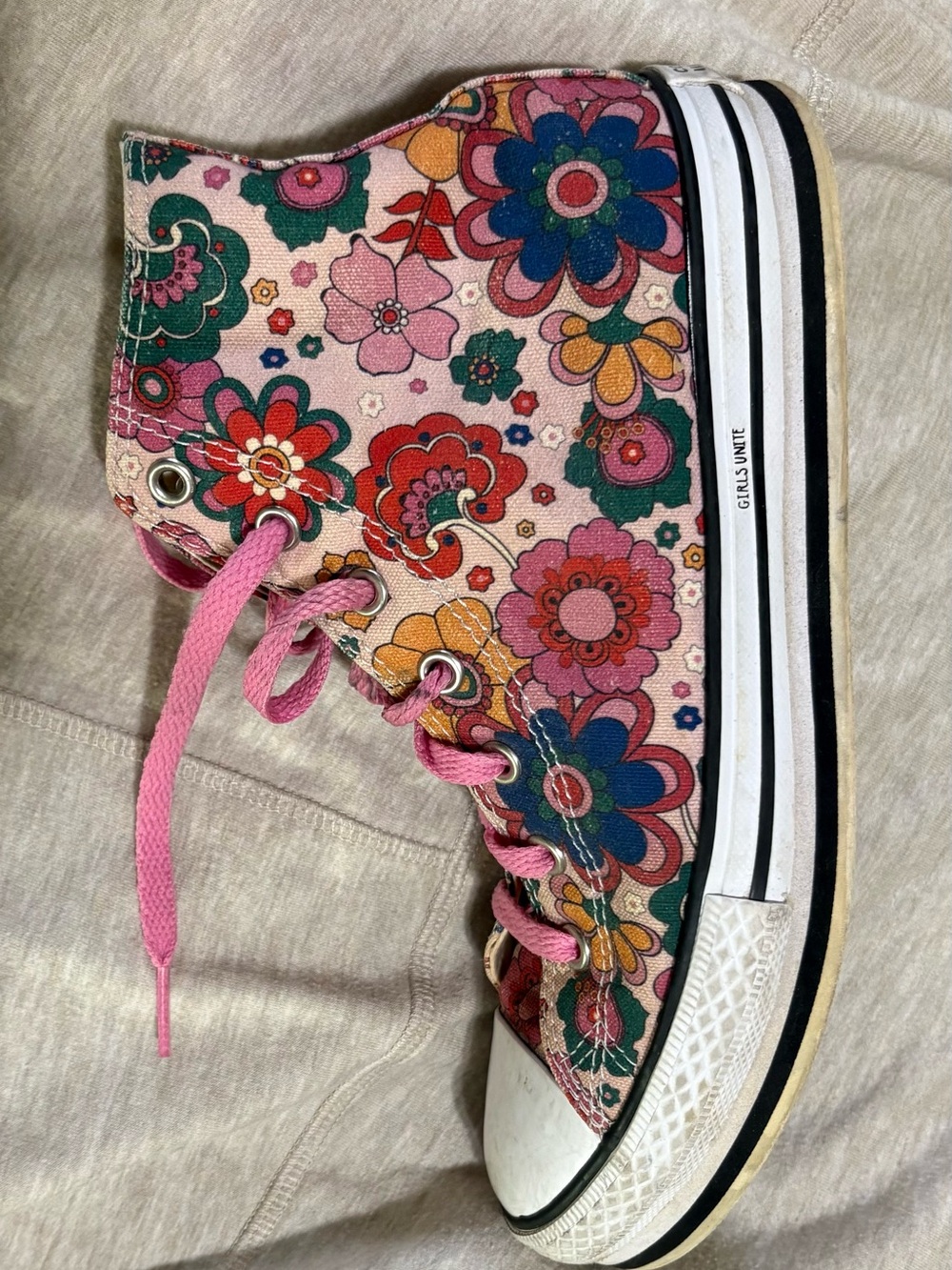 Converse Girls Unite Pink Floral High-Top Canvas Sneakers for Kids